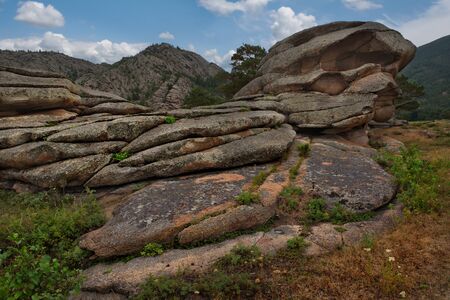 Eastern Kazakhstan. Ancient mountains National Park Bayanaul, located in the middle of endless steppe.の写真素材