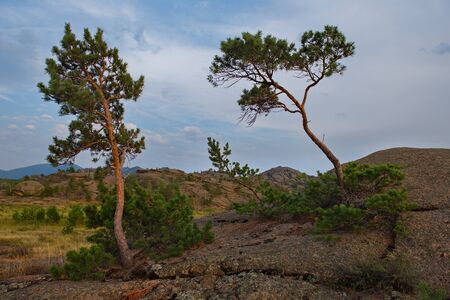Eastern Kazakhstan. Amazing summer sunsets in the mountains Bayanaulの写真素材