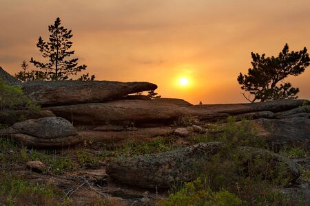 Eastern Kazakhstan. Summer evening in the mountains of Bayanaul national Parkの写真素材