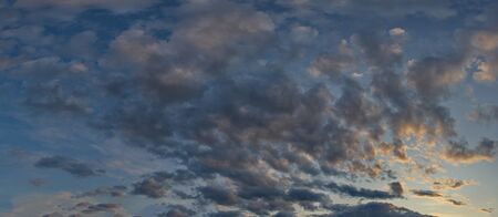 Russia. Western Siberia. Panorama of the evening sky over the fields near the city of Omsk.