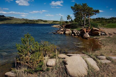Eastern Kazakhstan. Around the mountains of Bayanaul are three beautiful lakes, one of which is the lake Sabyndycol.の写真素材