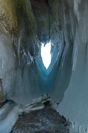 Russia. Eastern Siberia, lake Baikal. Ice caves of Olkhon island from the Small sea.の写真素材