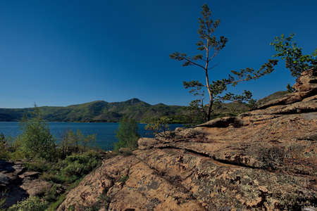Eastern Kazakhstan. Around the mountains of Bayanaul are three beautiful lakes, one of which is the lake Zhasybai.の写真素材