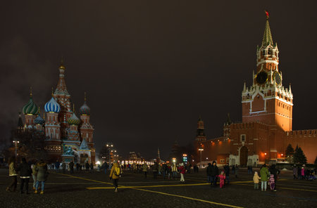 Moscow. Russia. December 19, 2020. Muscovites and guests of the capital walk with their families on...