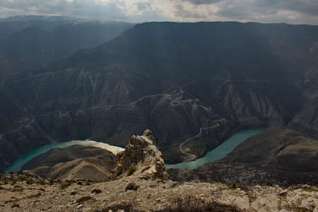 Russia. North-eastern Caucasus. The Republic of Dagestan. Panorama of the Miatlin reservoir in the...