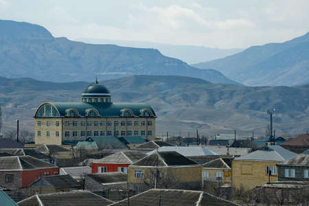 Chirkey. Russia. April 03, 2021. The architecture of the spring city, located next to the Sudak reservoir in the North-East of the Caucasus.のeditorial素材
