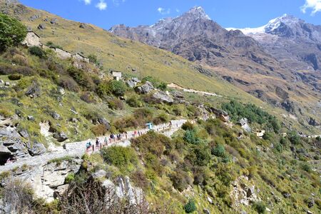 hill way for trekking at badrinath uttarakhand indiaの写真素材