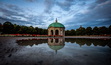 Diana temple, Hofgarten Munich City. Water reflection