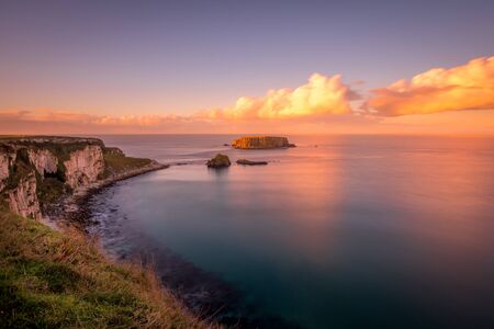 Colorful Sunset on Irelands North Coast Giant Causewayの写真素材