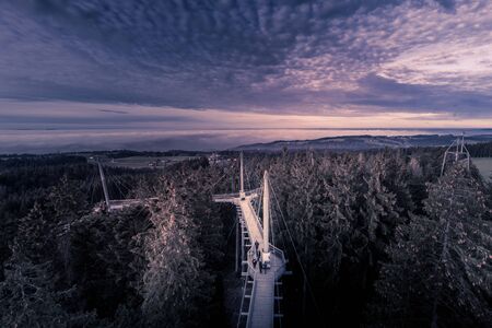 Dramatic Sky over the Skywalk in Scheidegg Germanyの写真素材