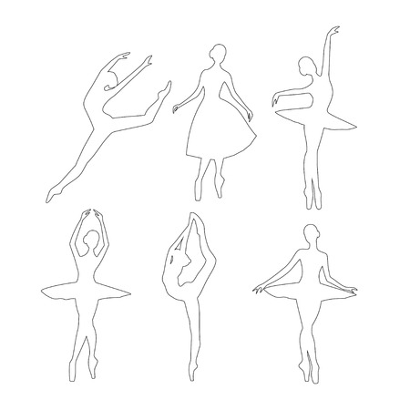 Outline Ballerinas vector setのイラスト素材