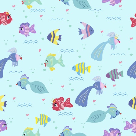 Fish seamless pattern for babyのイラスト素材