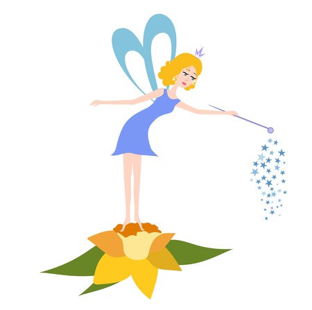 Fairy with a magic wand on a flowerのイラスト素材
