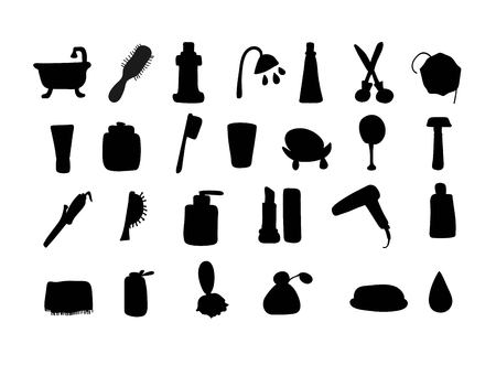 Set of doodle hand drawn cosmetic and self care iconsのイラスト素材