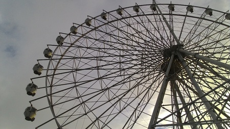 A Ride on a Cloudy Sunsetの写真素材