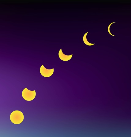 vector Moon multiple in nightのイラスト素材