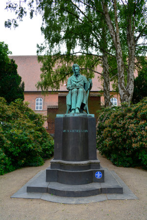 Copenhagen, Denmark - July 2021: SÃ¸ren Kierkegaard statue at The Royal Library Garden (Det Kongelige Biblioteks Have)のeditorial素材