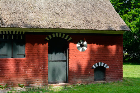 Lyngby, Denmark - July 2021: Old Skipper's house from SÃ¸nderho, FanÃ¸, displayed at Old Denmark, Open Air Museum (Frilandsmuseet)のeditorial素材