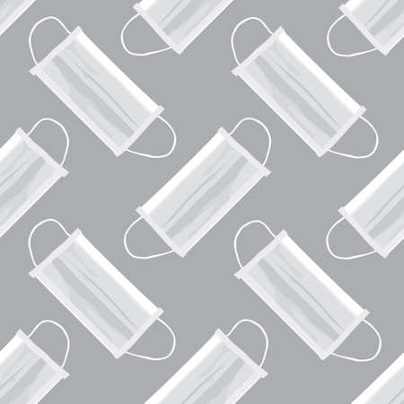 Seamless pattern of hand drawn vector illustration of a surgical face masks, that provides some protection against the spread of diseases and virusesのイラスト素材