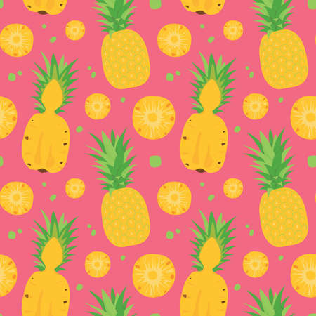 Seamless vector pattern background of pineapples made of simple illustrations.