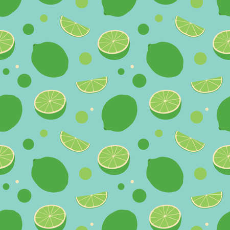 Seamless vector pattern background of limes made of simple illustrations.