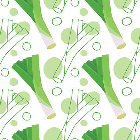 Seamless vector pattern background of leek made of simple illustrations.のイラスト素材