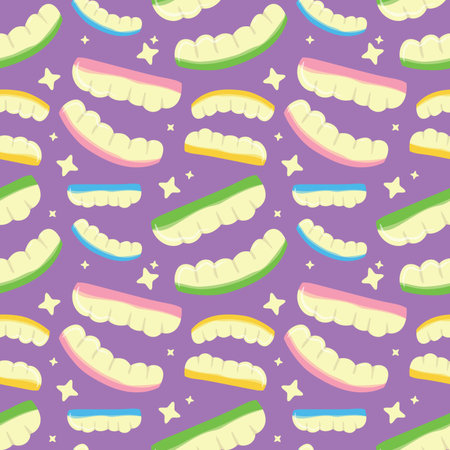 Colorful repetitive pattern background of gummy candies made of simple vector illustrations.のイラスト素材