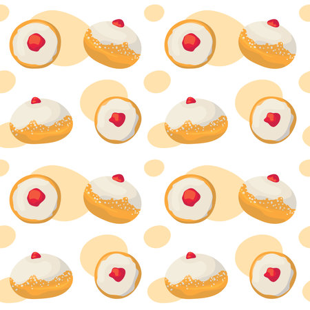 Colorful repetitive pattern background of Sufganiyot, Jelly doughnuts eaten on the Jewish festival of Hanukkah.のイラスト素材