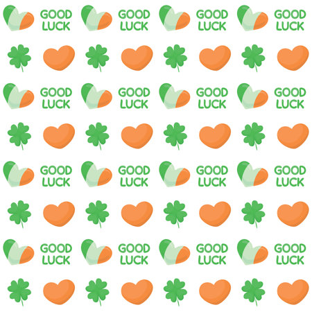 Colorful repetitive pattern background made of Saint Patrick's Day celebration themed vector illustrations.のイラスト素材