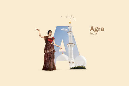 agra city name collageの写真素材