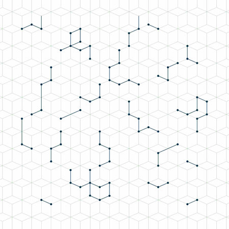 a close up of a white and blue geometric pattern with dots