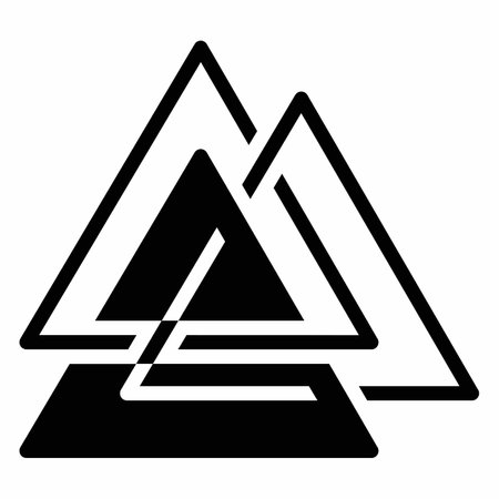 a black and white image of three triangles with a white backgroundのイラスト素材
