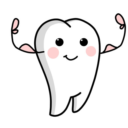 Cute cartoon tooth. Vector illustration isolated on a white background.のイラスト素材