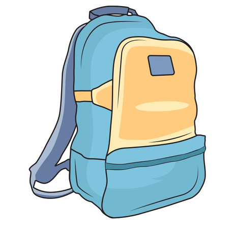 a cartoon backpack with a blue and yellow back packのイラスト素材