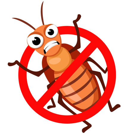 cartoon illustration of a bug with a red circle in front of itのイラスト素材