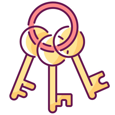 Vector illustration of a bunch of keys in a line art style.