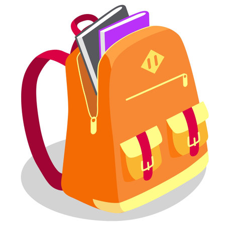 there is a backpack with a book and a cell phone in itのイラスト素材