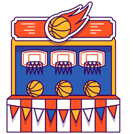 a cartoon basketball game with a basket and ball on the topのイラスト素材