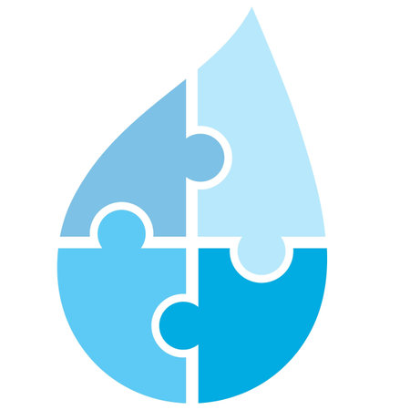 a close up of a blue and white logo with a drop of waterのイラスト素材