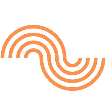a close up of a white and orange logo with a waveのイラスト素材