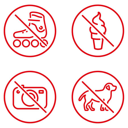 Set of icons on the theme of the prohibition of eating ice cream.のイラスト素材