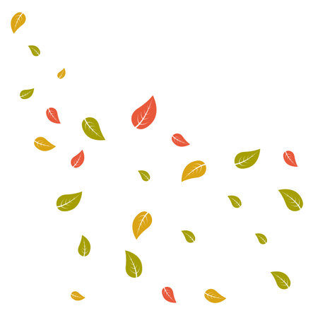 leaves falling from the sky on a white backgroundのイラスト素材