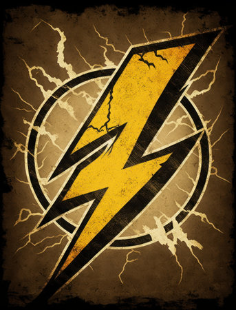 Grunge lightning symbol on a grunge textured background.の素材