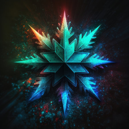 Blue snowflakes on a dark background. 3d rendering, 3d illustration.の素材