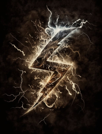 Lightning bolt on a dark background. Illustration for your designの素材