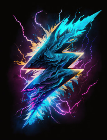 Lightning bolt on a black background. Vector illustration. eps 10の素材