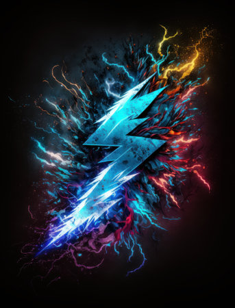 Lightning in the dark, abstract energy background, 3d illustrationの素材