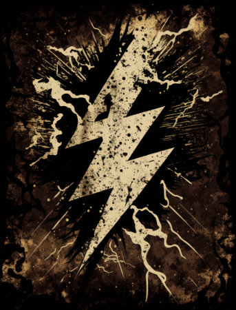 Grunge lightning symbol on a grunge background with space for textの素材