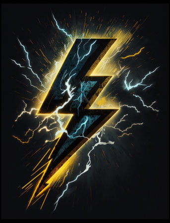 Lightning bolt on a dark background. Vector illustration. eps 10の素材