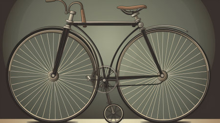 Vintage bicycle on the background of the wall. Vector illustration.の素材